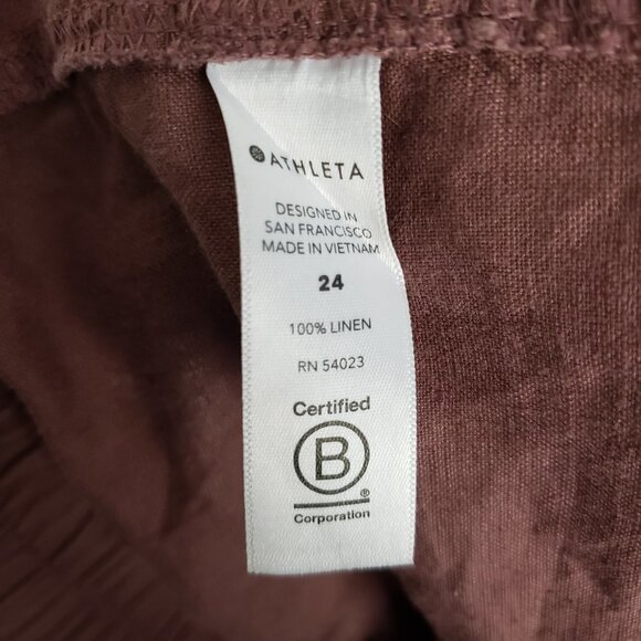 Athleta Cabo Shorts Mauve Pink Linen 4" Pull On Tie Waist Womens Plus Size 24 - Picture 5 of 6